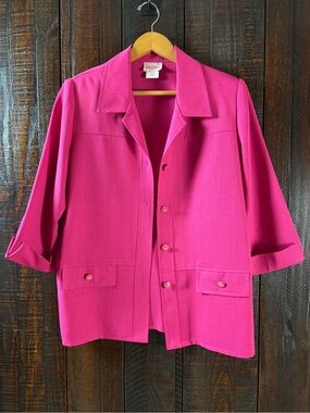 Regal Vintage Hot Pink Shacket S Jacket Filigree Button Fuchsia Utility Blazer
